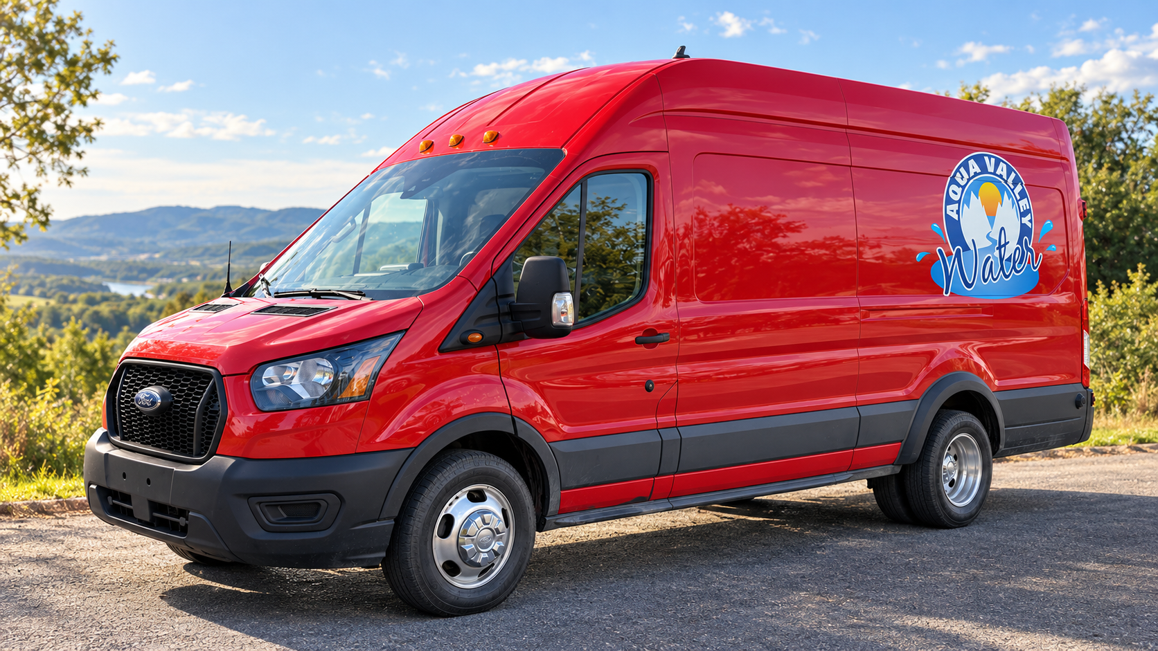 Aqua Valley Water’s red delivery van